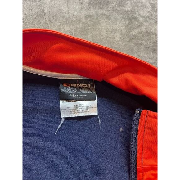 AND1 Jacket Mens L Full Zip Activewear Track Mock Neck Blue Orange Long Sleeve - Picture 5 of 7